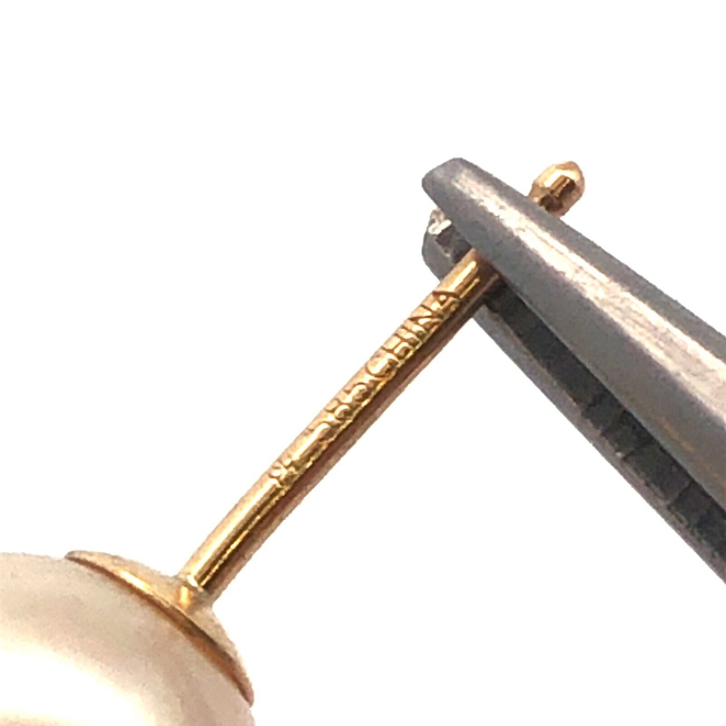 Designer 14K Yellow Gold Round Pearl Solitaire 8.5mm Stud Earrings