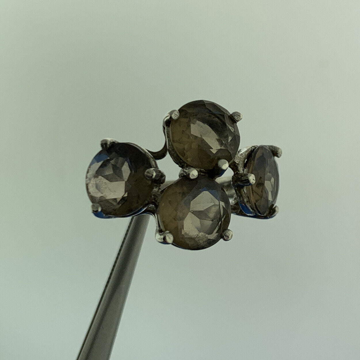 Designer NF 925 Sterling Silver Smoky Quartz Statement Cocktail Ring