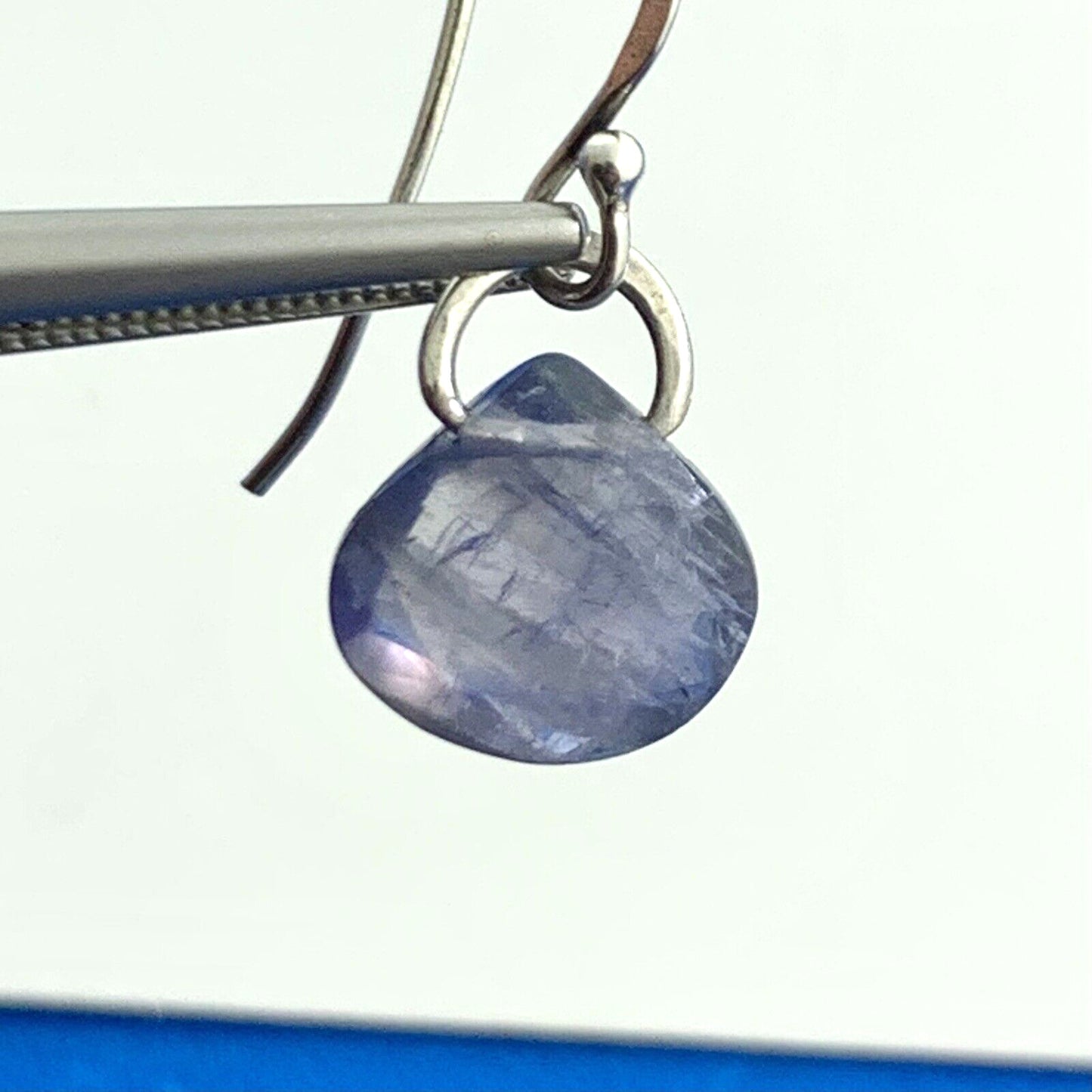 925 Sterling Silver Pear Cushion Cut Tanzanite Drop Dangle Hook Earrings