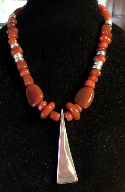 Robert Lee Morris RLM Studio Sterling Silver Chunky Carnelian Toggle Necklace