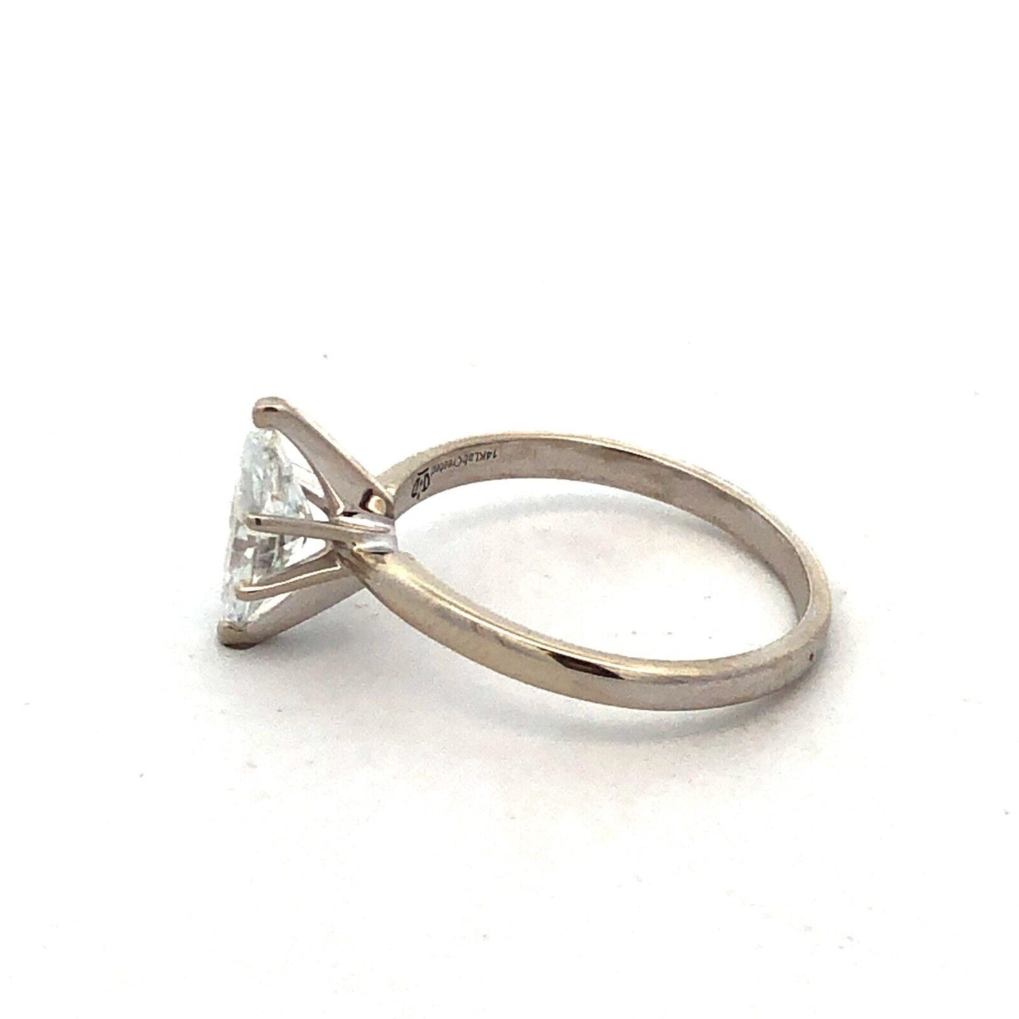 Designer 14K White Gold Marquise Lab Created Diamond Solitaire Engagement Ring