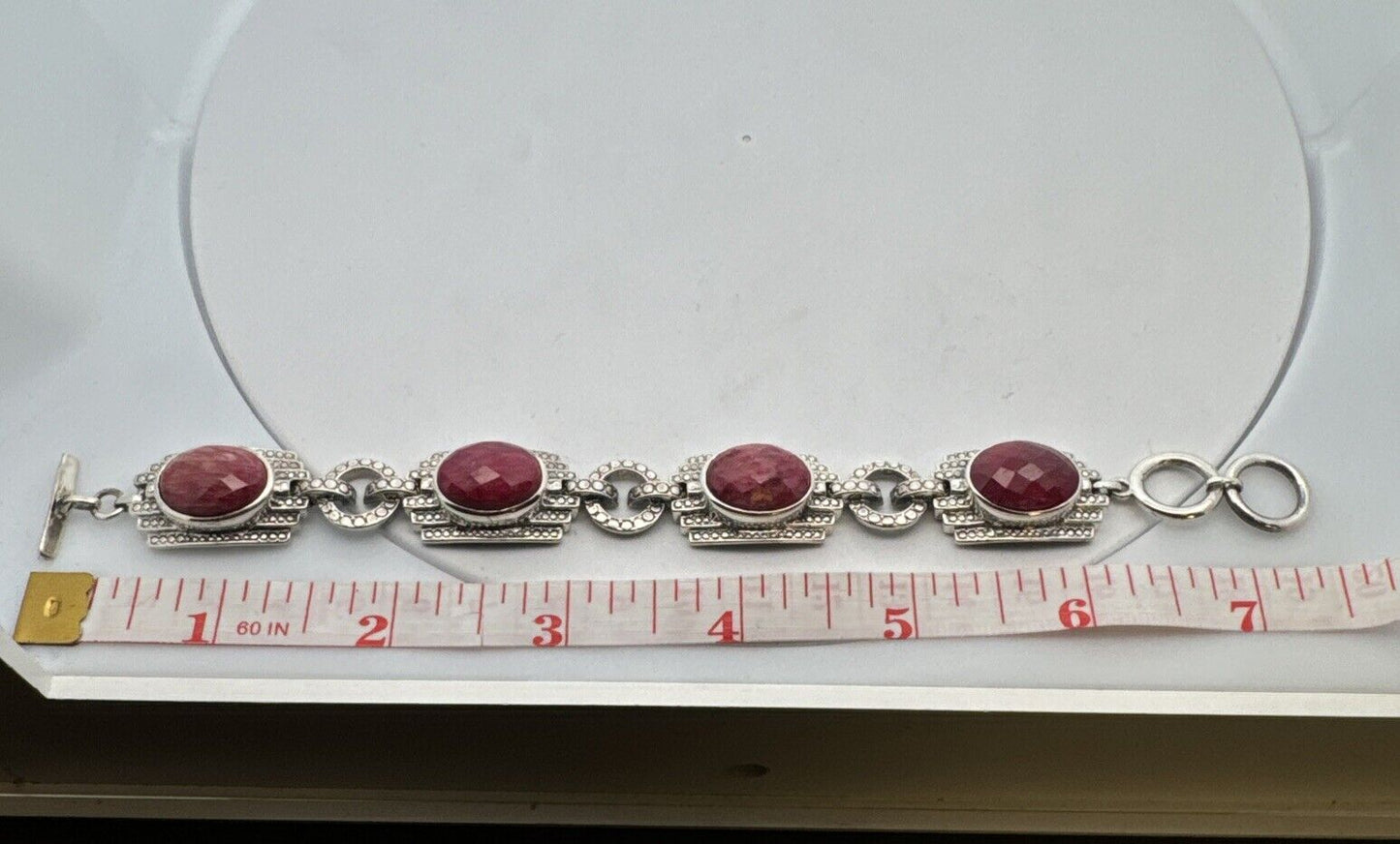 Designer Nicky Butler 925 Sterling Silver Ruby Corundum Statement Panel Bracelet