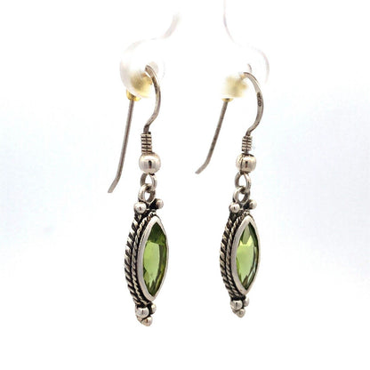 Designer 925 Sterling Silver Peridot Bead 5 Circle Drop Dangle Stud Earrings