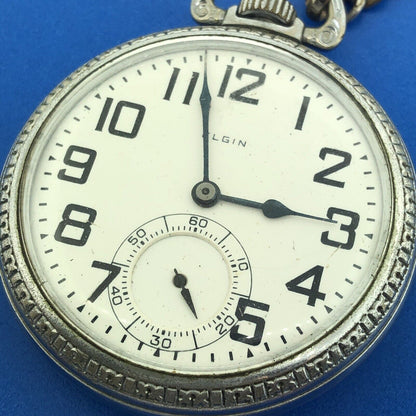 1925 Elgin BW Raymond 21j Grade 478 Base Metal Railroad Pocket Watch Fob Works