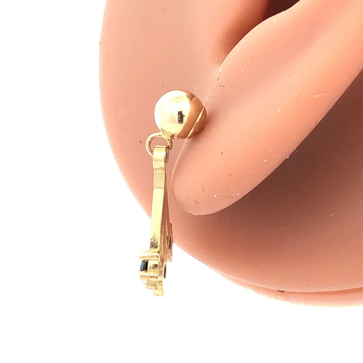 Designer 14K Yellow Gold Blue Sapphire Drop Dangle Stud Earrings