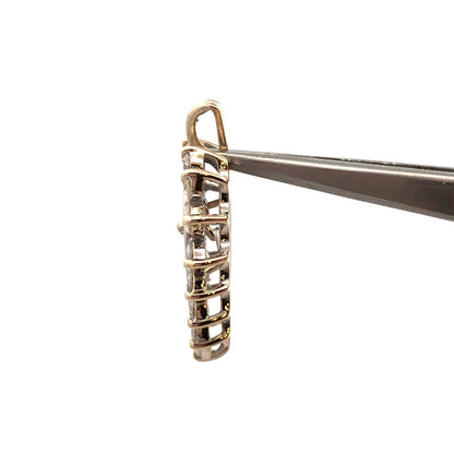 14K White Gold Round Pear Diamond Dangle Heart Anniversary Pendant