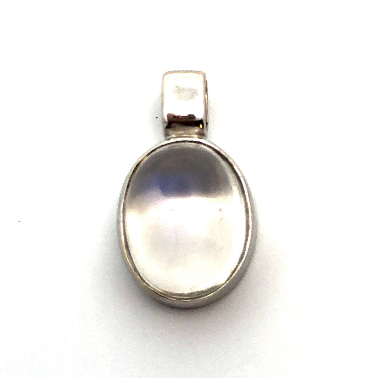 Minimalist 14K White Gold Oval Moonstone Cabochon Inspiration Charm Pendant