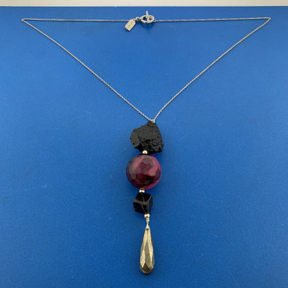 Designer Sterling Silver 4 Gemstones Power Energy Protection Stability Necklace