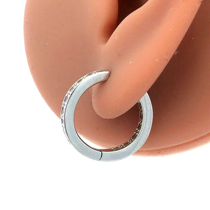 Designer 14K White Gold Round Diamond Hinged Hoop Earrings