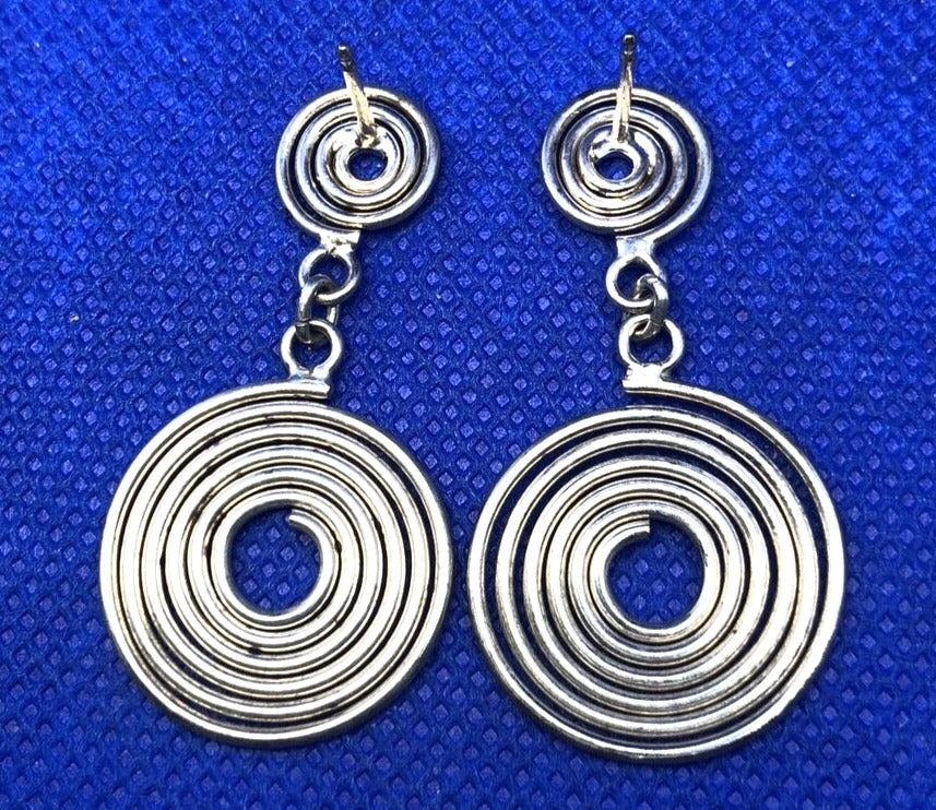 Designer Sterling Silver 925 Crop Circle Dangle Drop Stud Earrings
