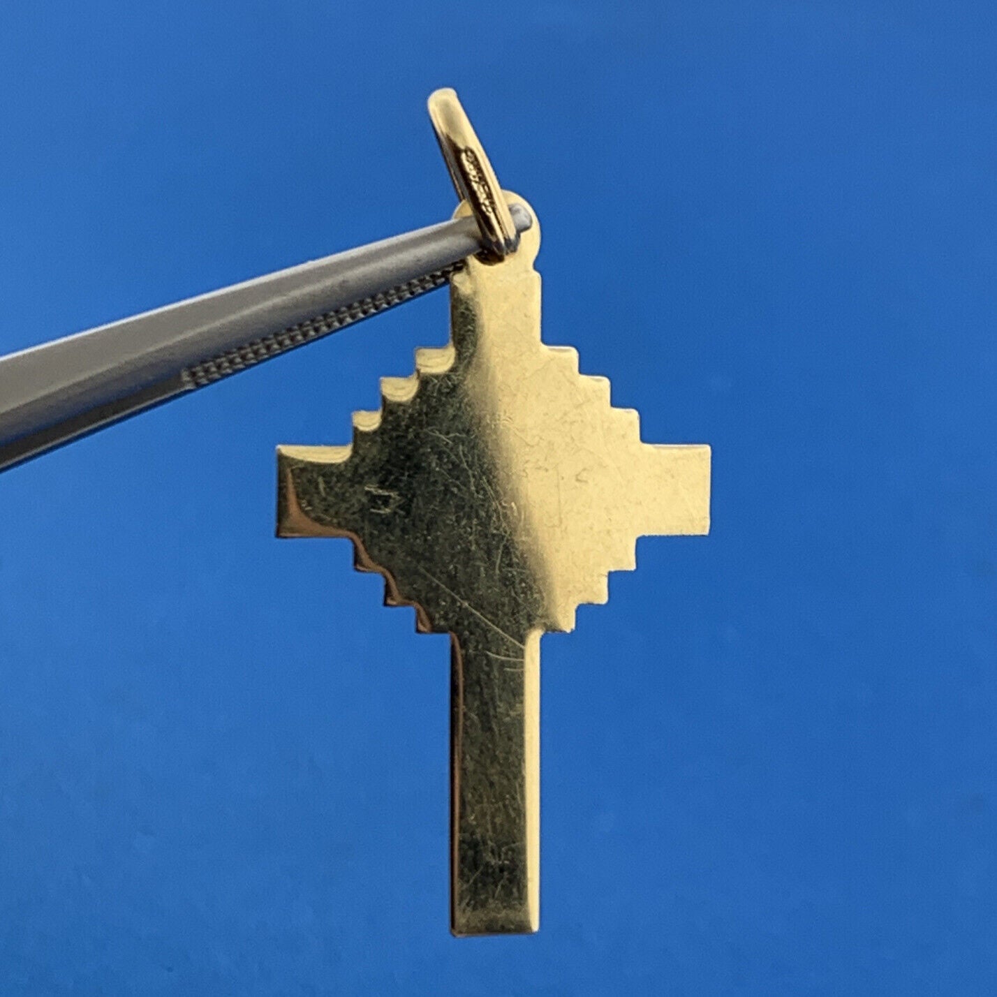 Vintage Italy 14K Yellow Gold Religious Communion Crucifix Easter Cross Pendant