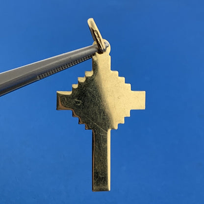 Vintage Italy 14K Yellow Gold Religious Communion Crucifix Easter Cross Pendant