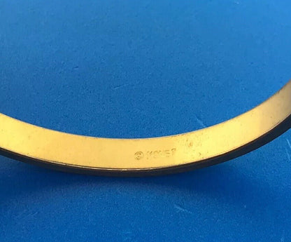 Vintage Monet Gold Tone Blue Enamel Slim Cuff Bangle Bracelet