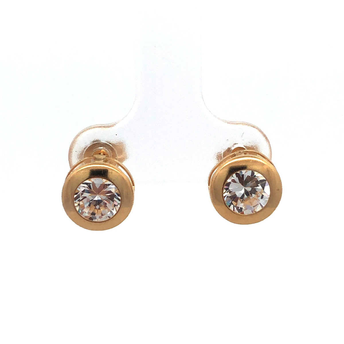 Jacmel Mauritius JCM 14K Yellow Gold Diamonique CZ Statement Stud Earrings
