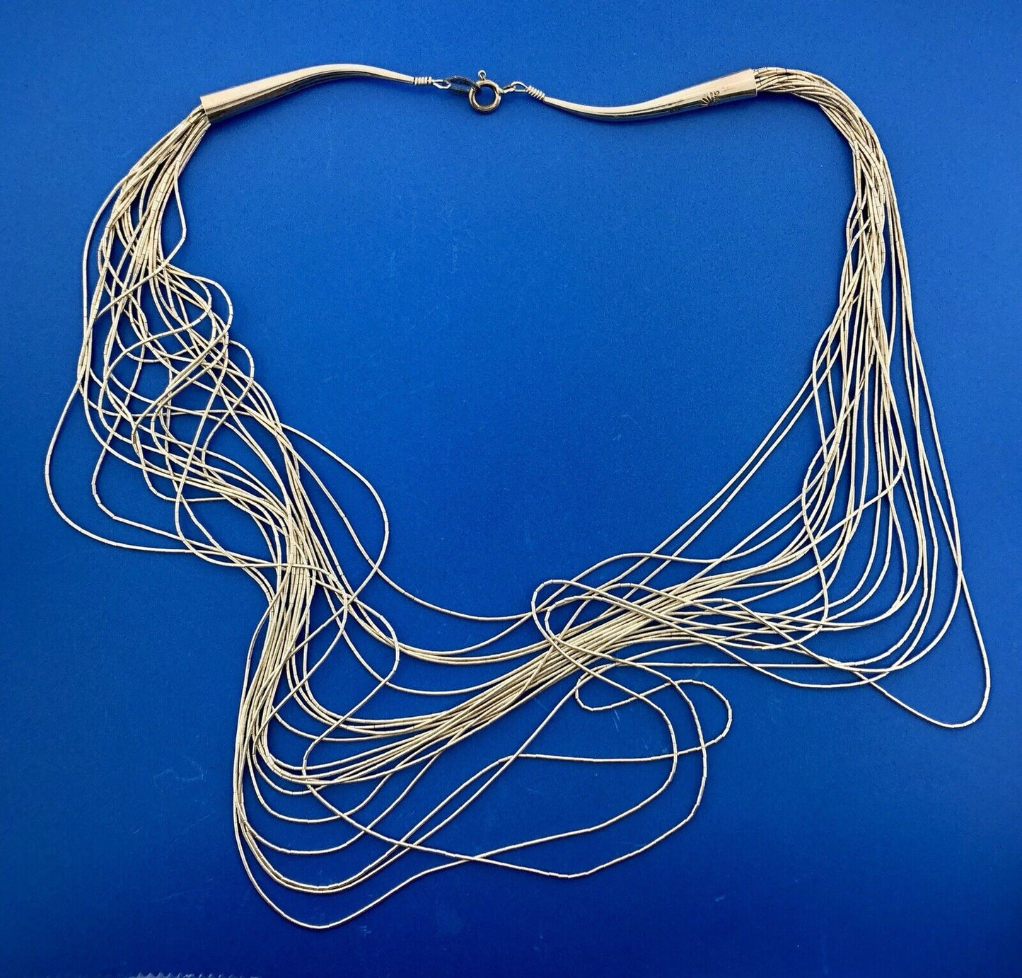 Carolyn Pollack CP Navajo 925 Sterling Silver 20 Strand Liquid Silver Necklace