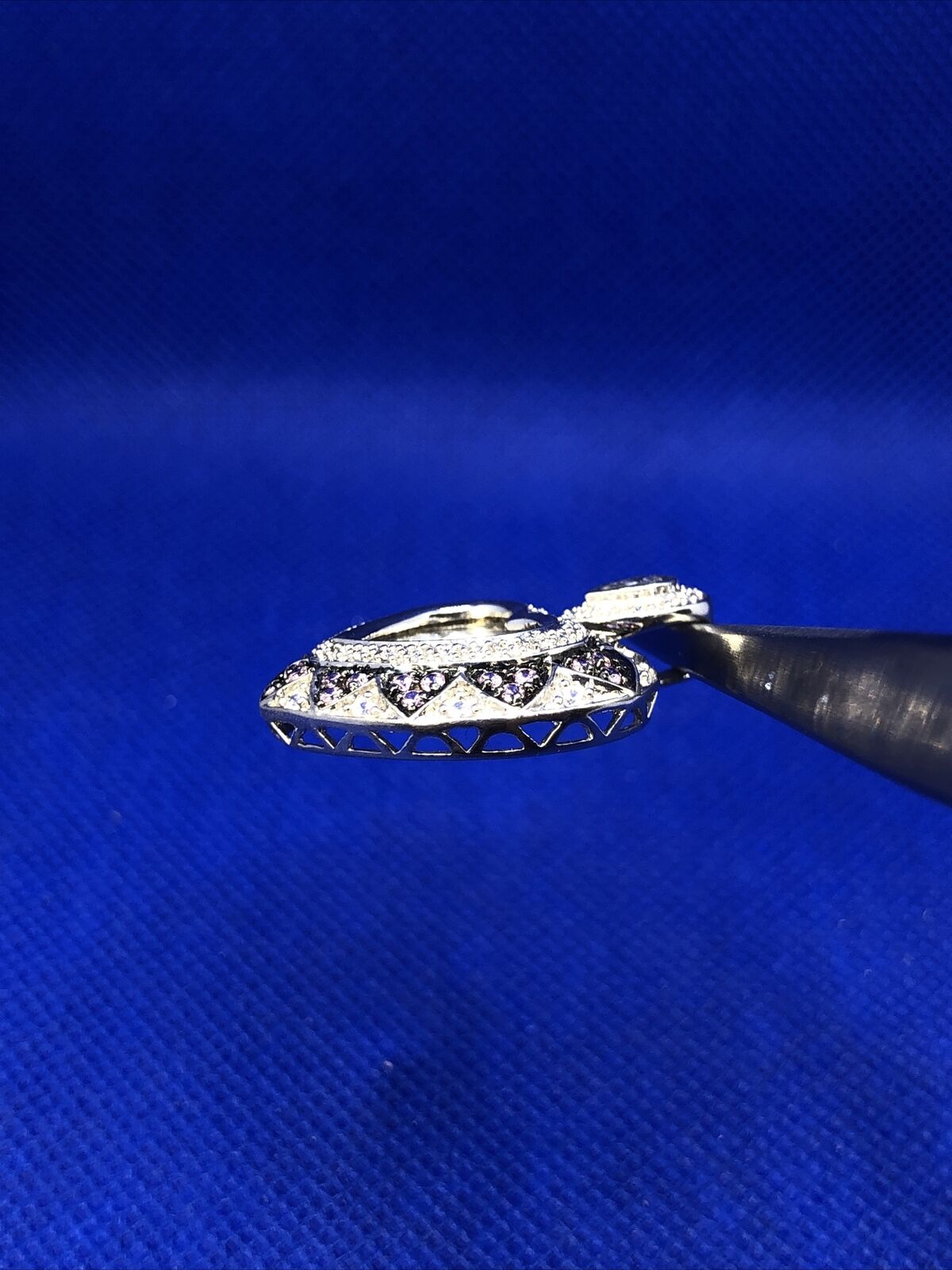 Meda White and Pink Tourmaline 925 Sterling Silver Heart Floater Pendant