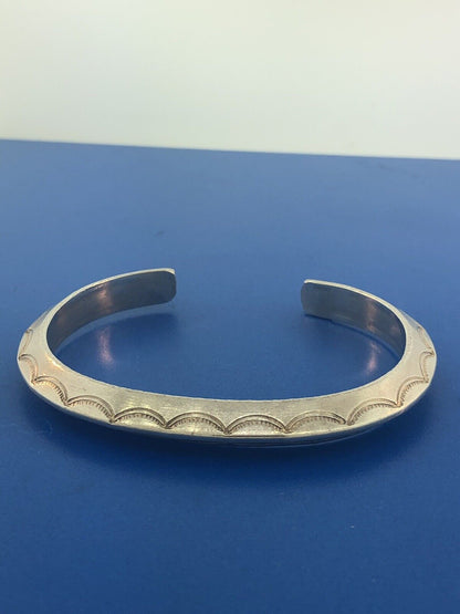 Vintage Native American 925 Sterling Silver Concho Statement Cuff Bracelet