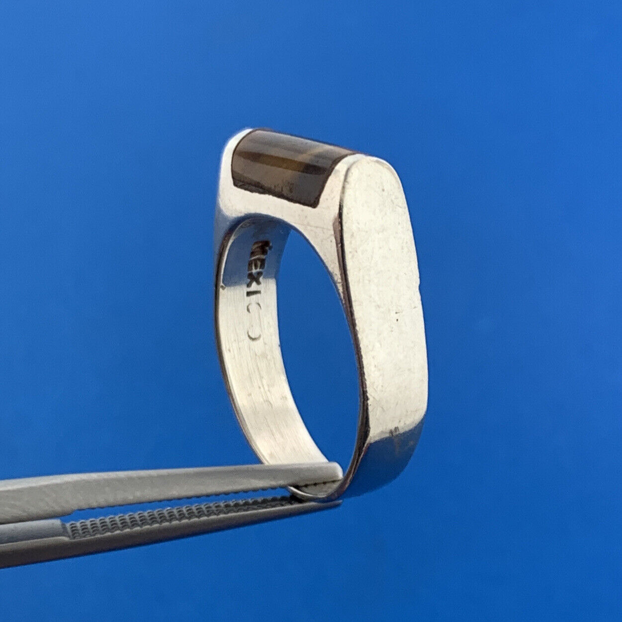 Stunning Mexican Sterling Silver 925 Cabochon Tiger Eye's Quartz Ring Size 7