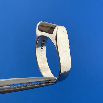 Stunning Mexican Sterling Silver 925 Cabochon Tiger Eye's Quartz Ring Size 7