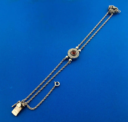 Designer Shavarsh K 925 Sterling Silver Garnet Gothic Scroll Slide Bracelet