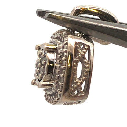 Designer 925 Sterling Silver Diamond Cluster Illusion Halo Setting Charm Pendant