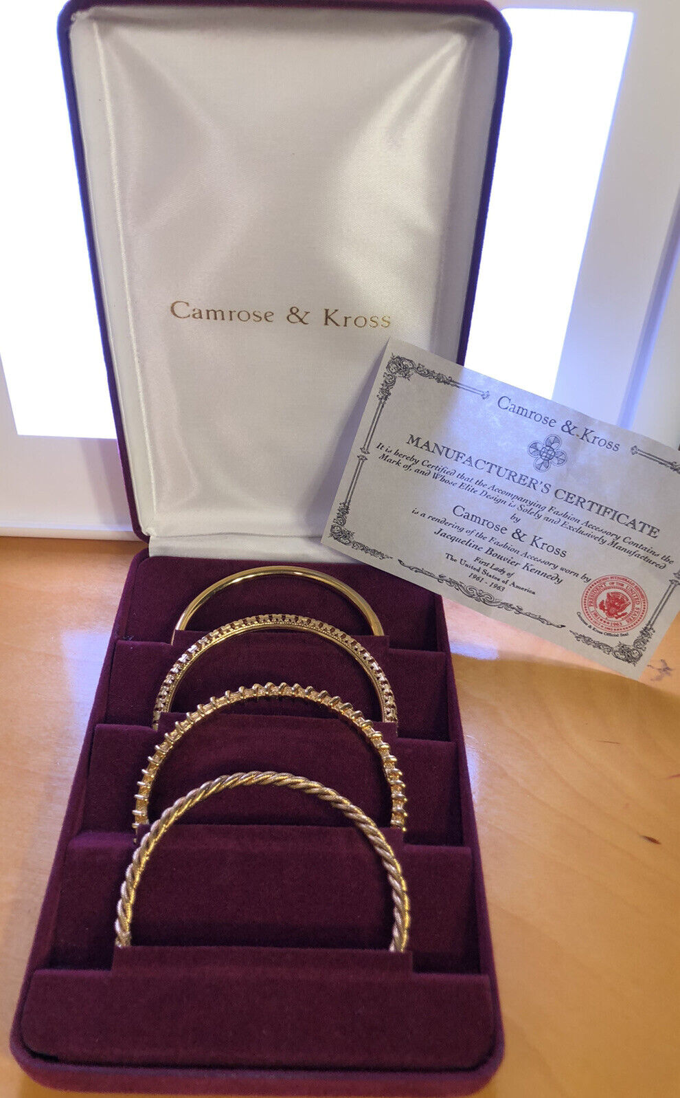 Cameron Kross JBK Jacqueline Kennedy Gold Tone CZ 4 Piece Bangle Bracelet Set