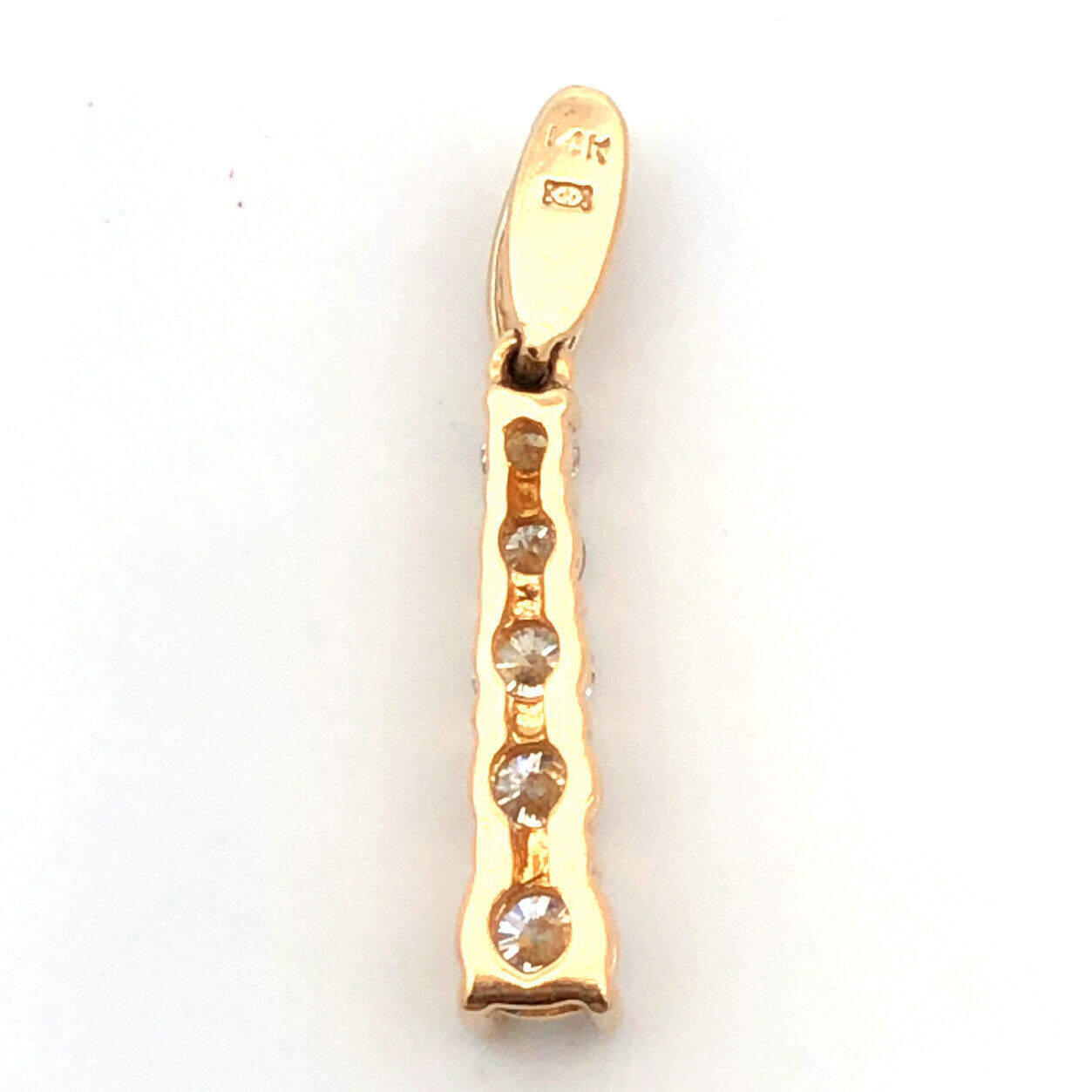 Designer 14K Yellow Gold Diamond Drop Anniversary Bar Pendant