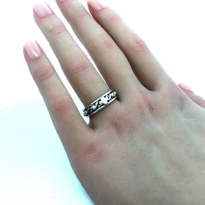 Designer Shavarsh K 925 Sterling Silver Cross Crown Thorns Stackable Band Ring