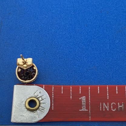 14K Yellow Gold Red Garnet Solitaire Stud Earrings