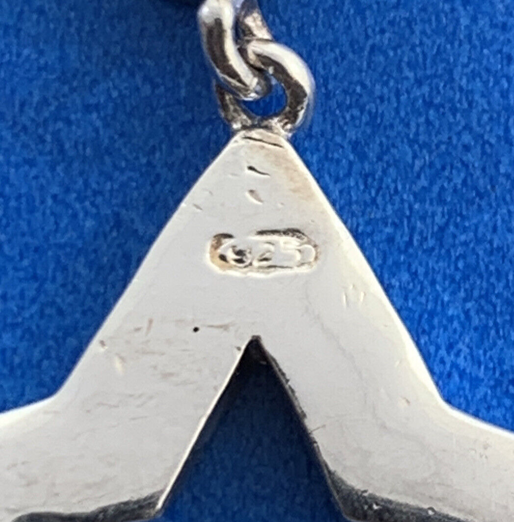 Designer Sterling Silver Mother Of Pearl Inlay Pink Enamel Star Dangle Earrings