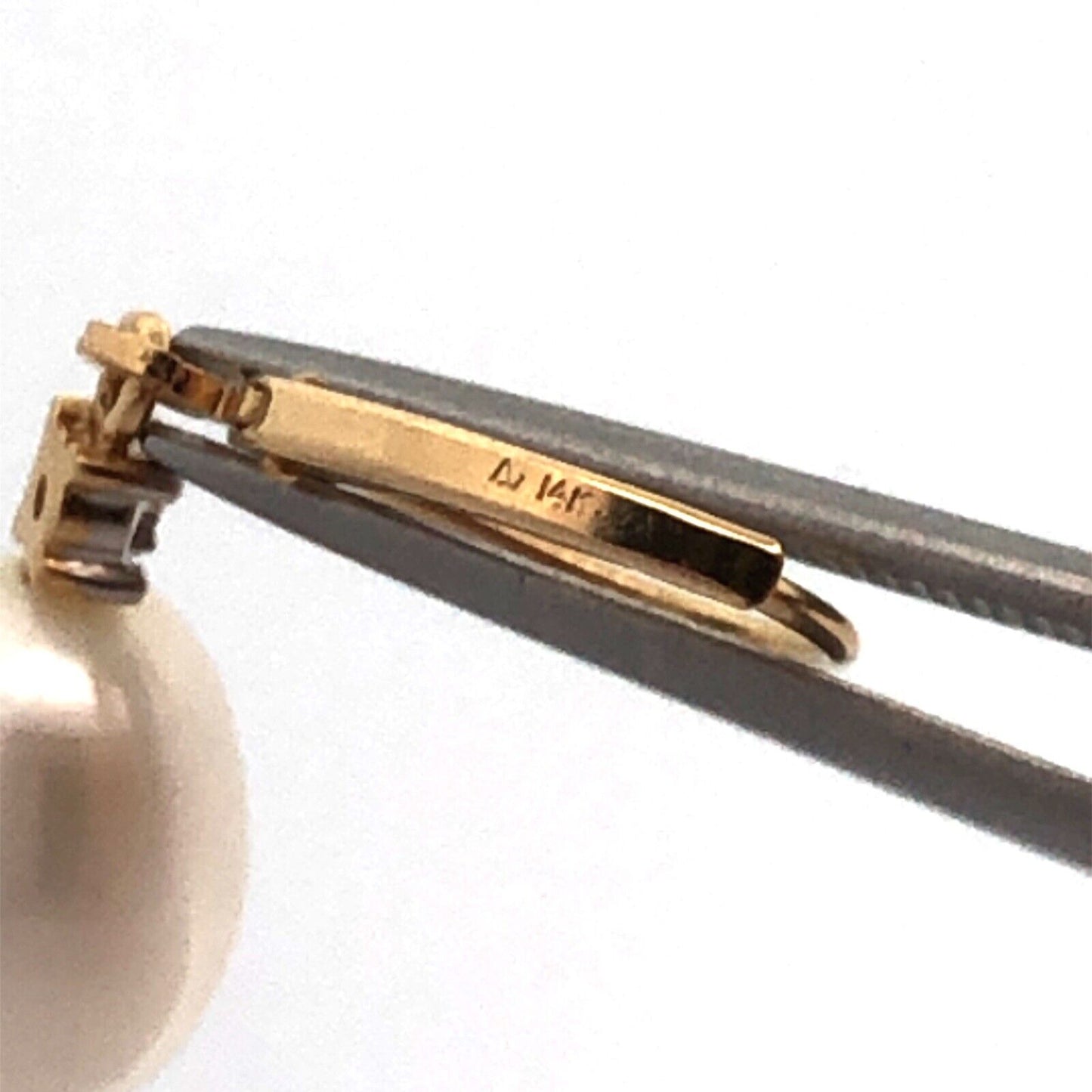 Designer 14K Yellow Gold Diamond Accent Pearl Dangle Lever Back Earrings