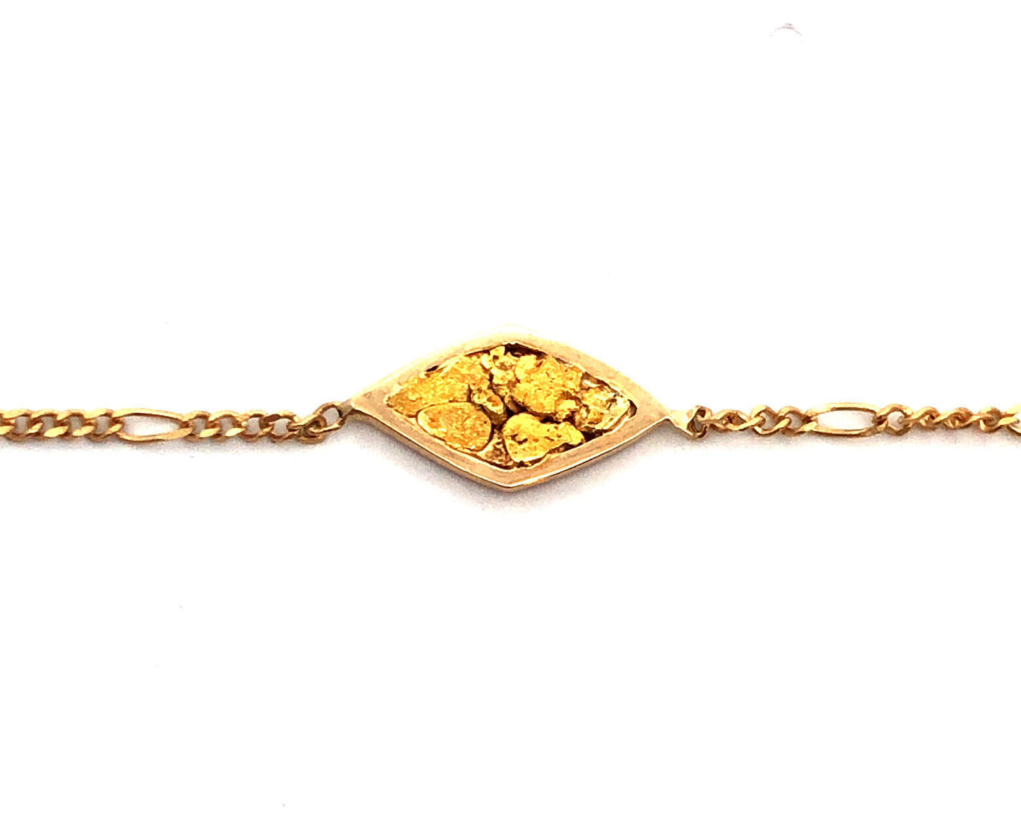 Designer 14K Yellow Gold Station Chain Bracelet With Natural 20K+ Nuggets