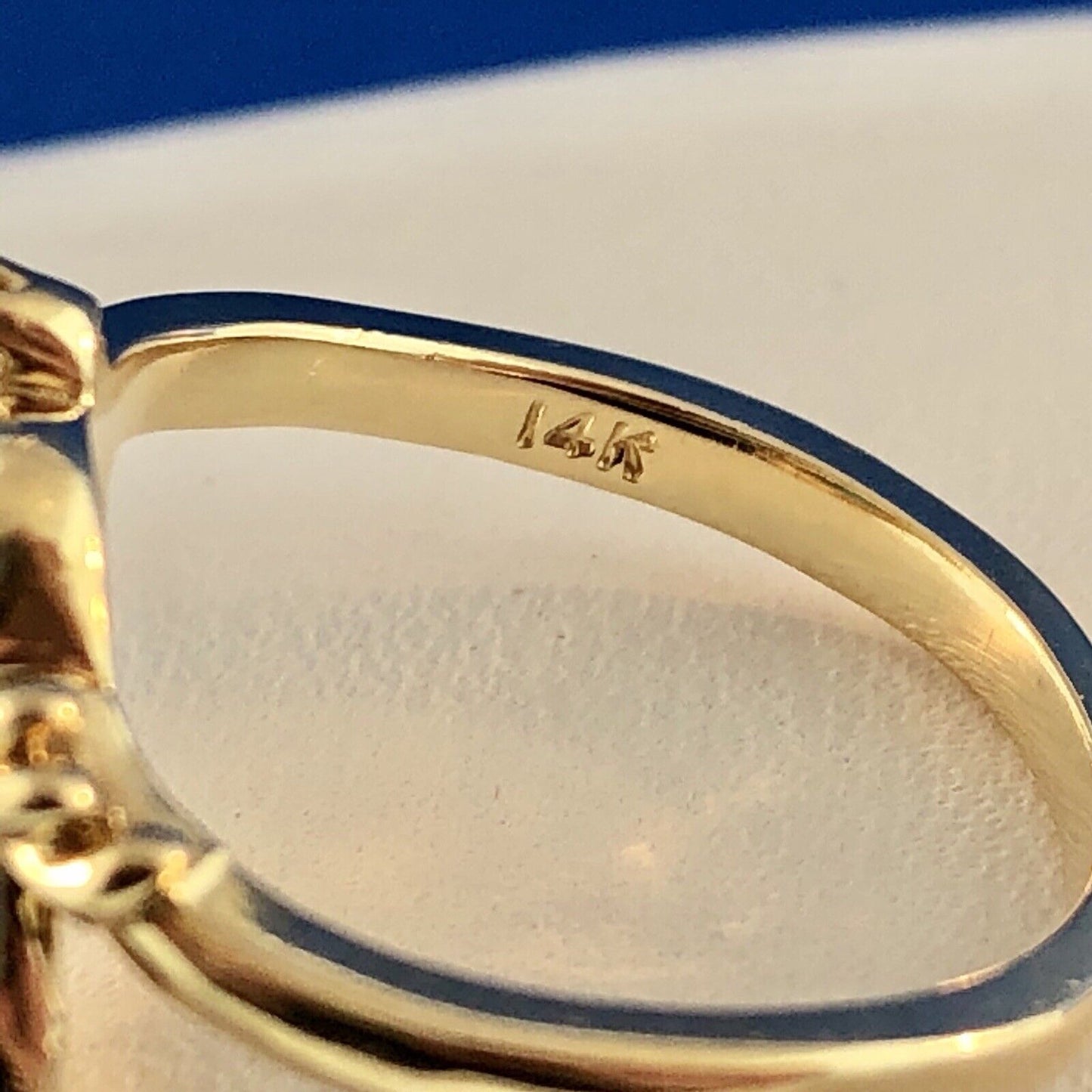 Vintage 14K Yellow Gold Diamond Turquoise Free Form Cocktail Ring