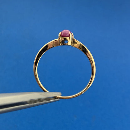 Designer 10K Yellow Gold Oval Pink Star Sapphire Solitaire Bypass Ring