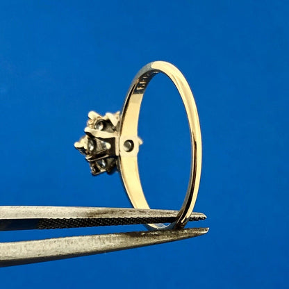 Vintage 14K Yellow Gold Diamond Floral Cluster Engagement Anniversary Ring