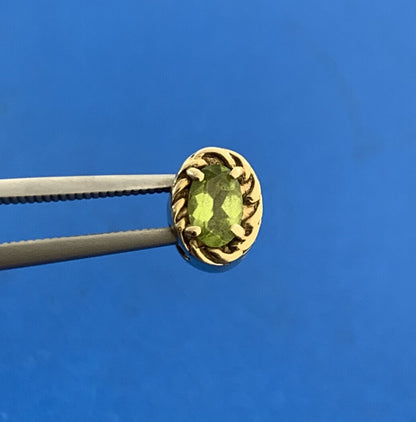 Designer 10K Yellow Gold Oval Peridot Slide Bracelet Charm
