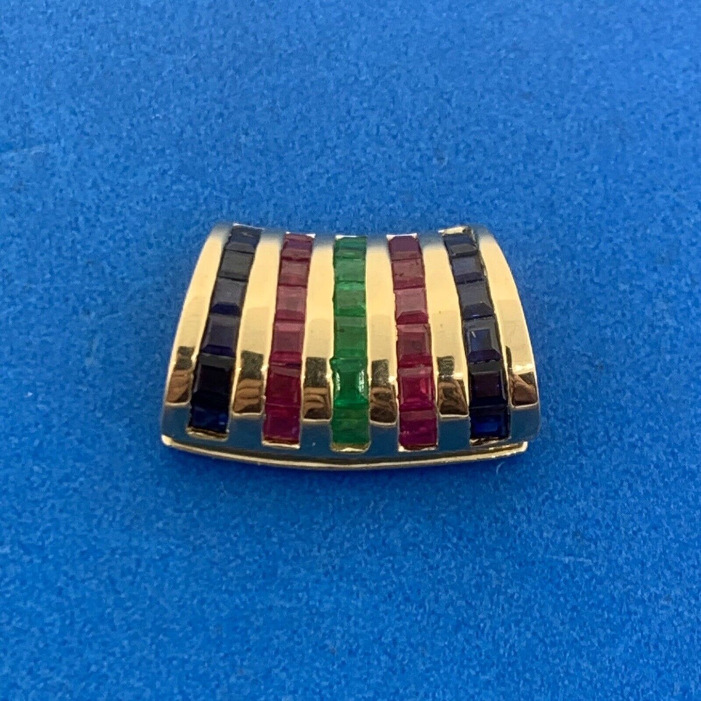 Designer 14K Yellow Gold Sapphire Ruby Emerald Modernist Enhancer Pendant