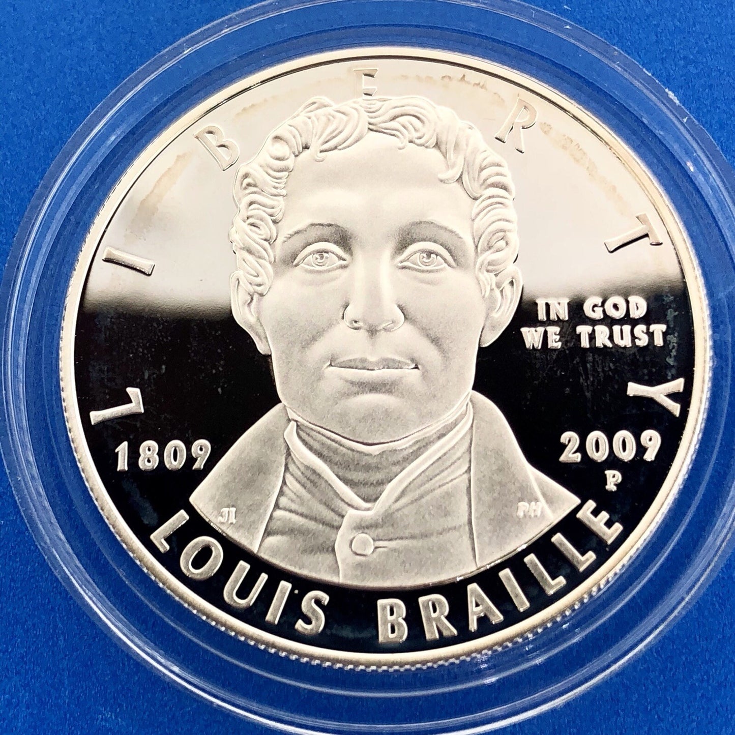 2009 P Louis Braille Bicentennial Commemorative Proof Silver Dollar $1 OMP/COA
