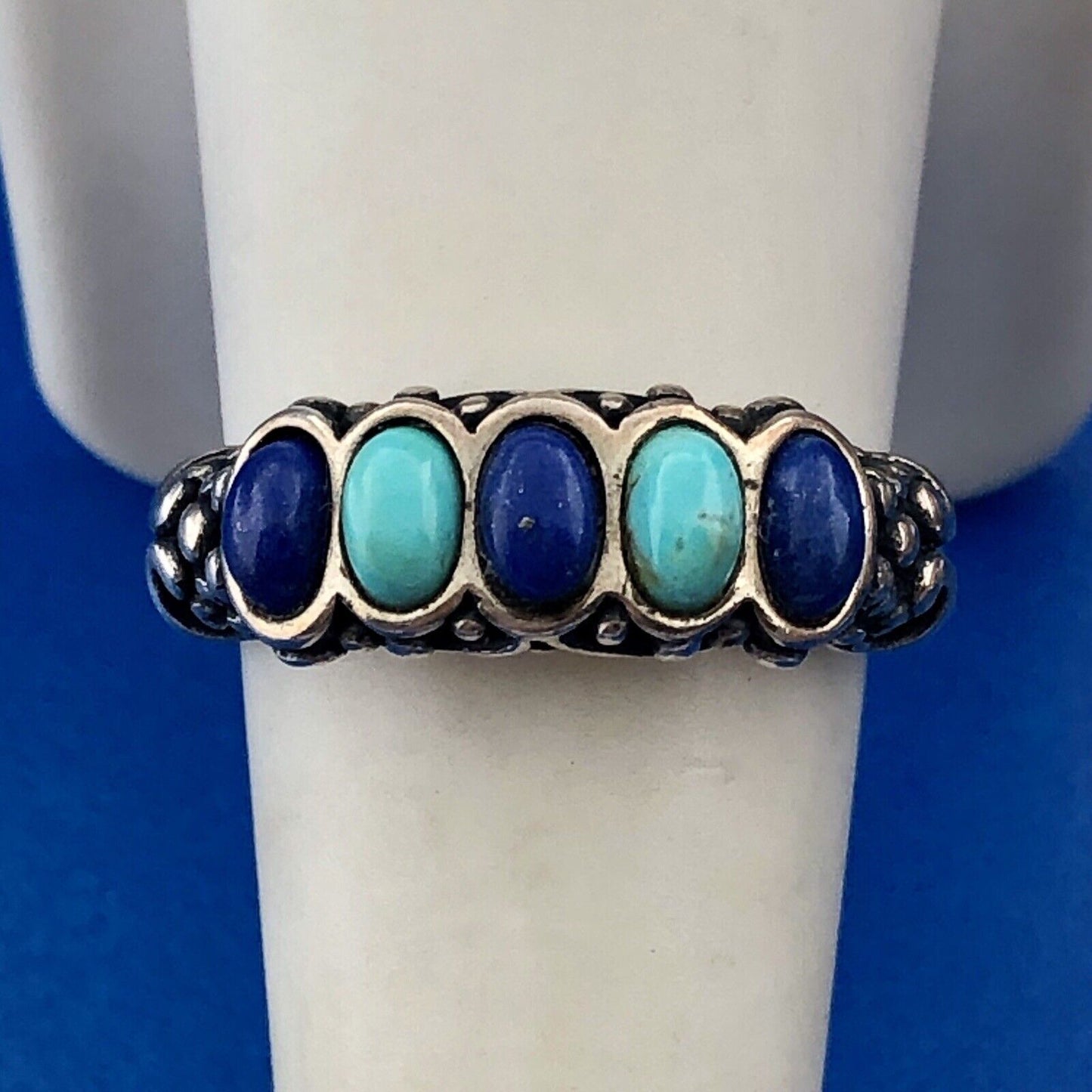 Vintage Carolyn Pollack Relios Sterling Silver 925 Turquoise Lapis Band Ring
