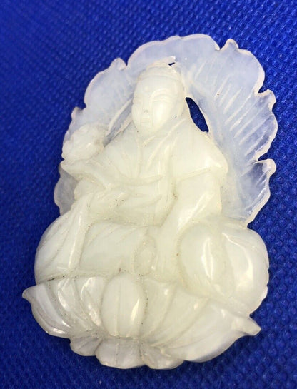 Green Jade Carved Buddha Good Luck Prosperity Statement Pendant