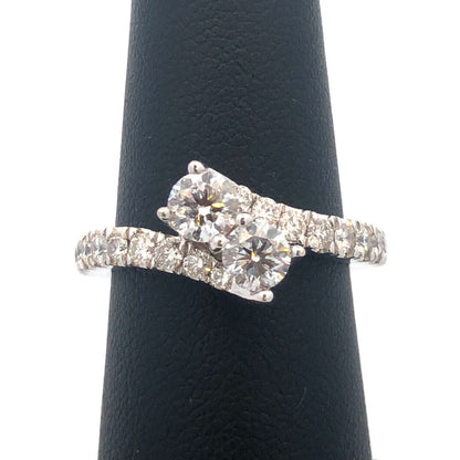 Zales 14K White Gold Diamond Duo Bypass Accented Engagement Promise Wedding Ring