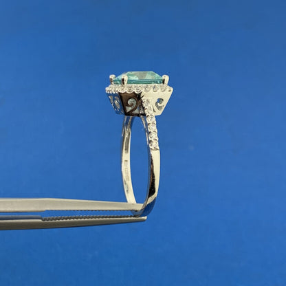 Designer SW China Sterling Silver Tourmaline Cubic Zirconia Halo Cocktail Ring