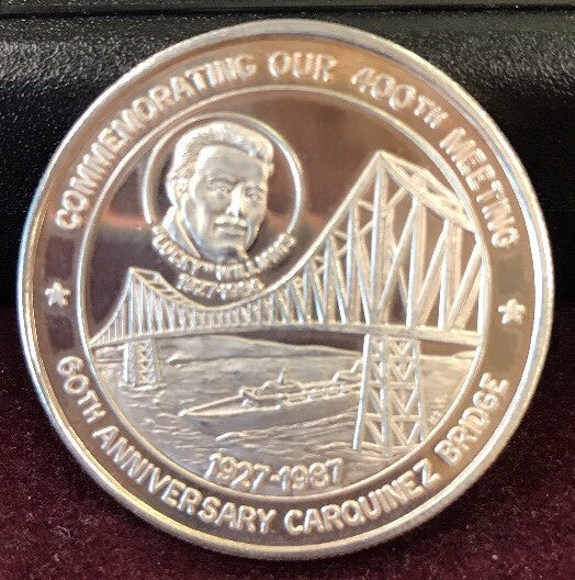 1987 Vallejo Numismatic Society 400th Meeting/60th Anniv Carquinez Bridge .999