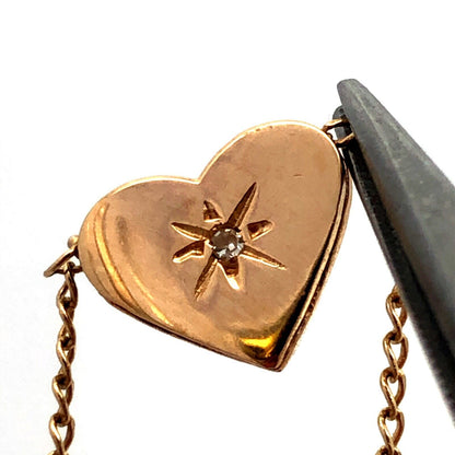 Designer BG 14K Yellow Gold Round Diamond Heart Charm Pendant Necklace