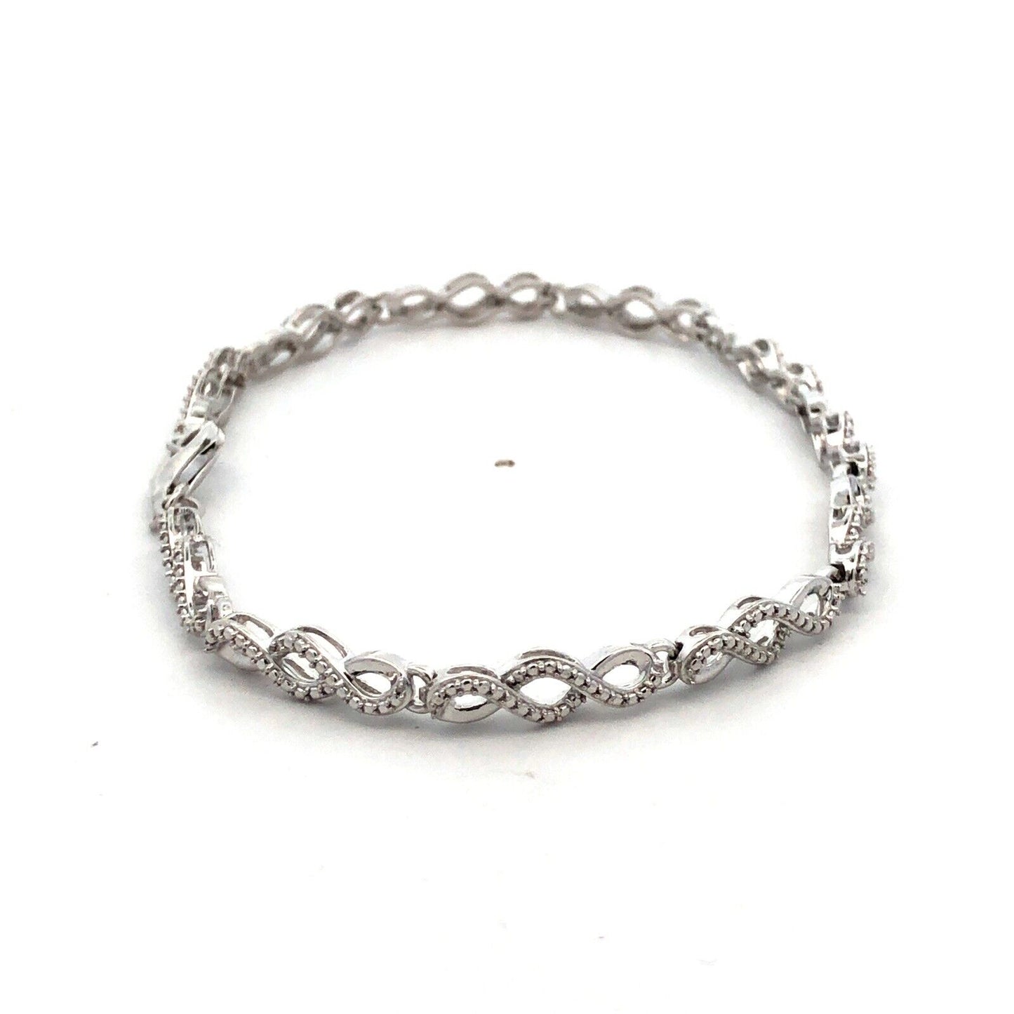 925 Sterling Silver Designer JWBR Textured Infinity Anniversary Tennis Bracelet