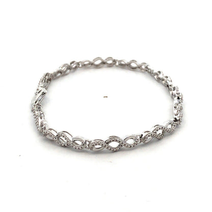 925 Sterling Silver Designer JWBR Textured Infinity Anniversary Tennis Bracelet