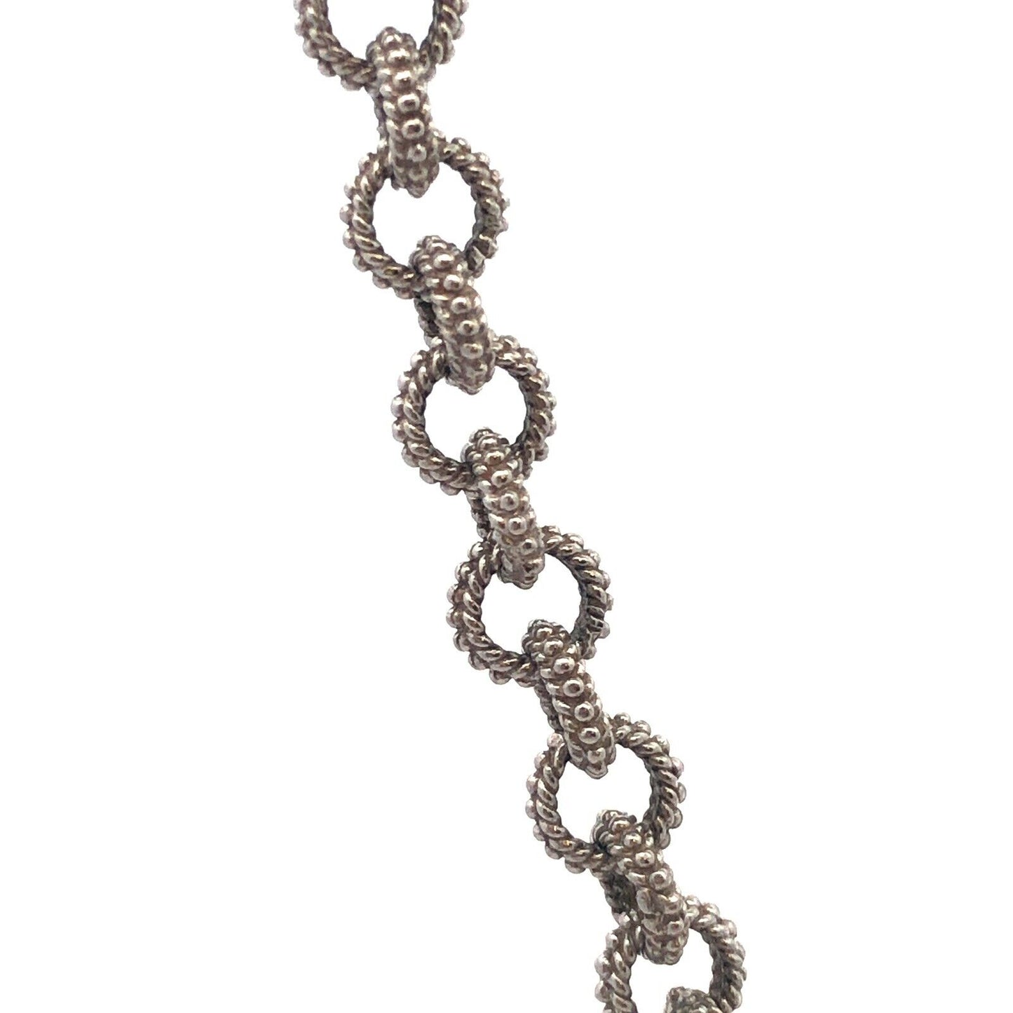 Gabriel & Co. 925 Sterling Silver Textured Bead Detail Round Link Chain Necklace