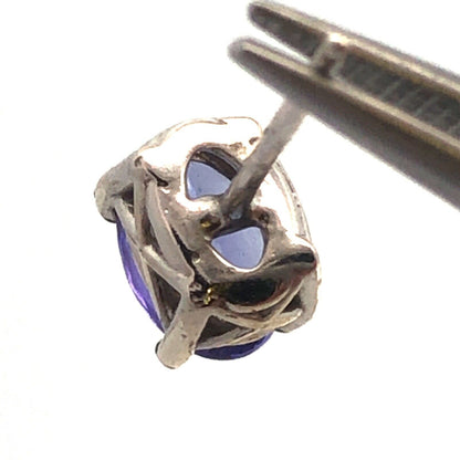 925 Sterling Silver Solitaire Oval Tanzanite Every Day Stud Earrings