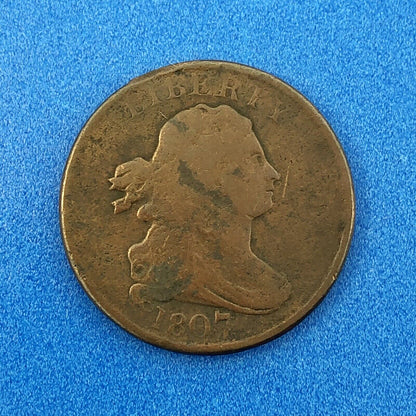 1807 P Draped Bust Copper Half Cent Early US Copper Better Key Philadelphia Coin