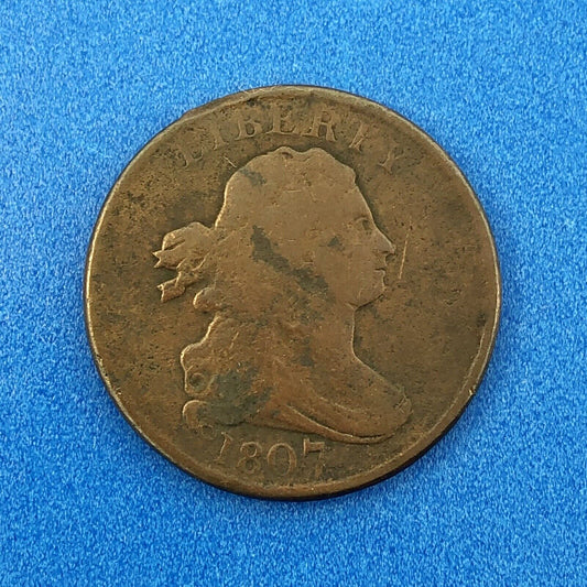 1807 P Draped Bust Copper Half Cent Early US Copper Better Key Philadelphia Coin